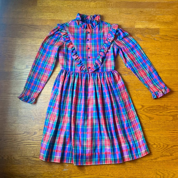 Vintage Plaid Neiman Marcus Christmas Prairie Dress - Picture 1 of 10